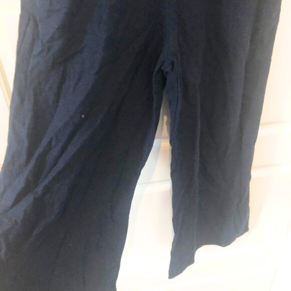 Linen Blend Wide Leg Cropped Overalls Monteau - Picture 5 of 7